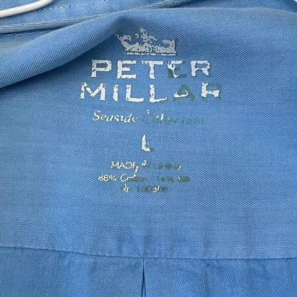 Peter Millar Seaside Collection Shirt Blue Cotton Short Sleeve Men's Large Golf - Picture 8 of 8